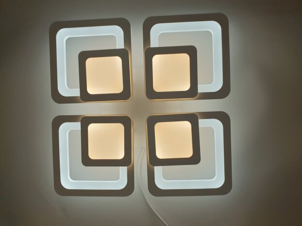 Lustra LED 160W Creative Complete Alb, 8 surse de iluminare, Telecomanda
